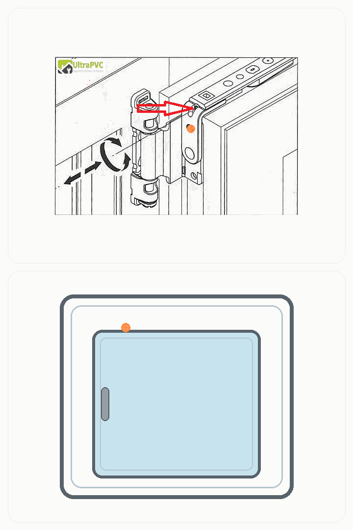 Animatie GIF pentru reglajul din partea de sus a laturii cu manerul