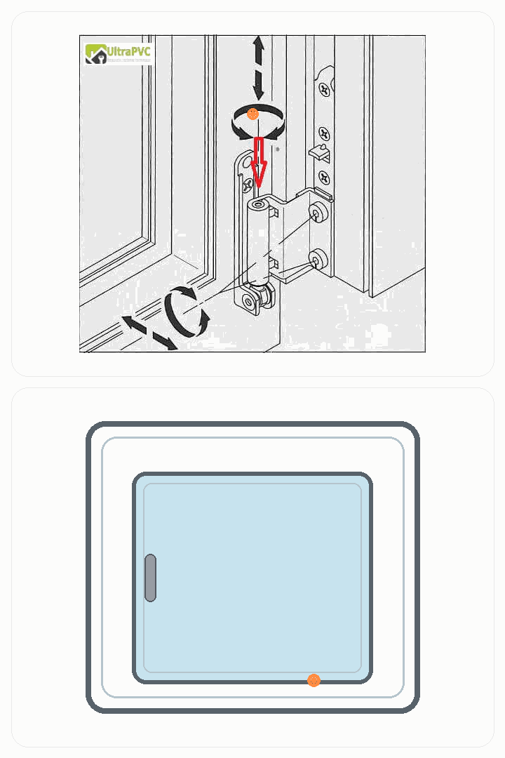 Animatie GIF pentru reglajul de jos inspre balamale